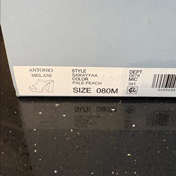 *Antonio Melani SARAYYAA Pale Peach Orange Cork Open Toe Heels Chunky Platforms - Picture 8 of 16